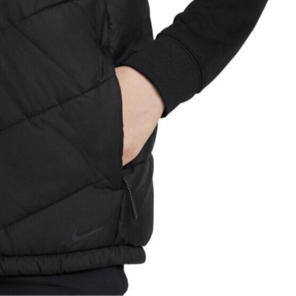Nike Therma Fit Repel Reversible Black Leopard Semi-Cropped Puffer Vest Golf XL - Picture 5 of 16